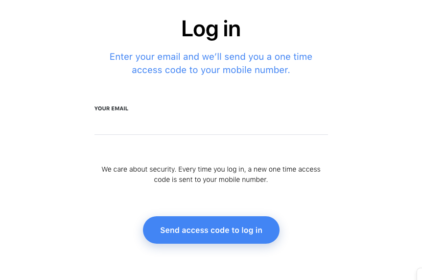 box to login and provide contact information