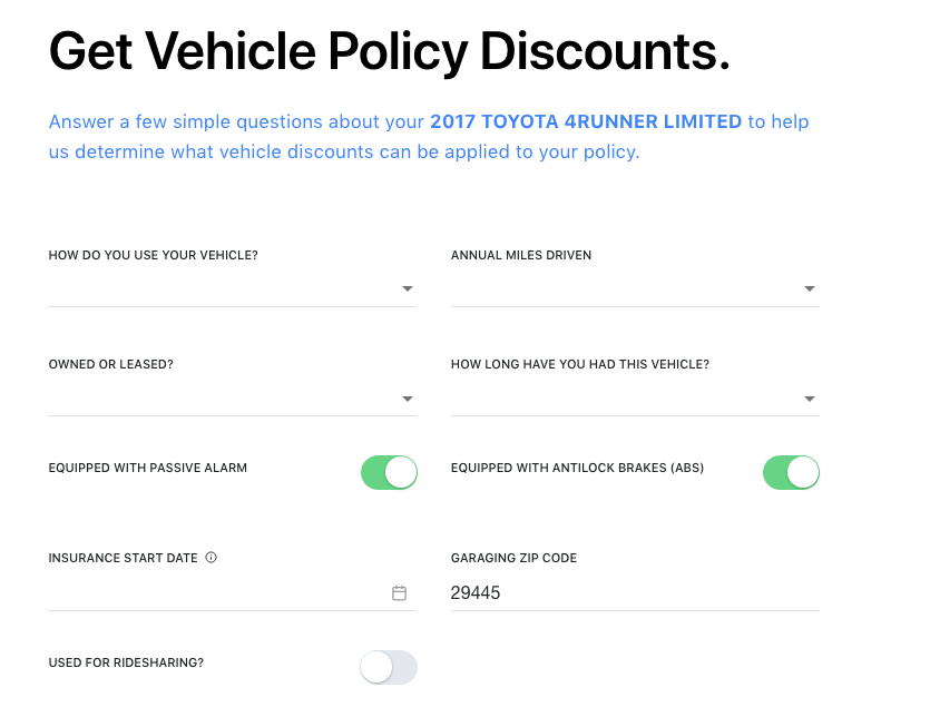 options to get vehicle policy discounts