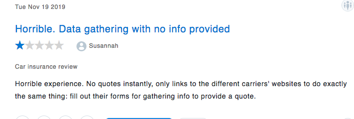 1 star review describing data gathering and no info provided